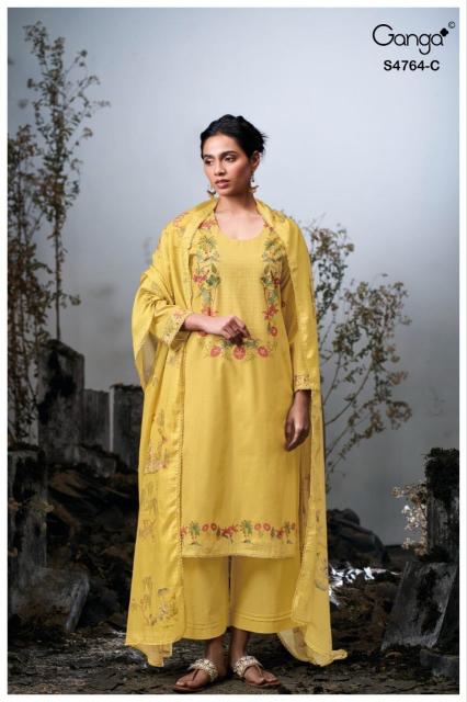 Ganga mavika 4764 lawn cotton dress material wholesale india